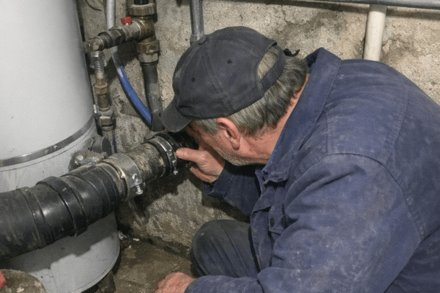 Erfahrener Handwerker bei der Inspektion der Hausinstallation